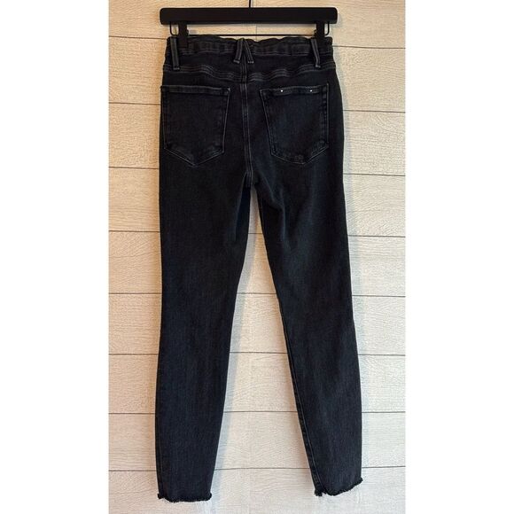 GOOD AMERICAN GOOD LEGS RAW HEM SKINNY JEANS Black184 Size 2/26 - Picture 11 of 13